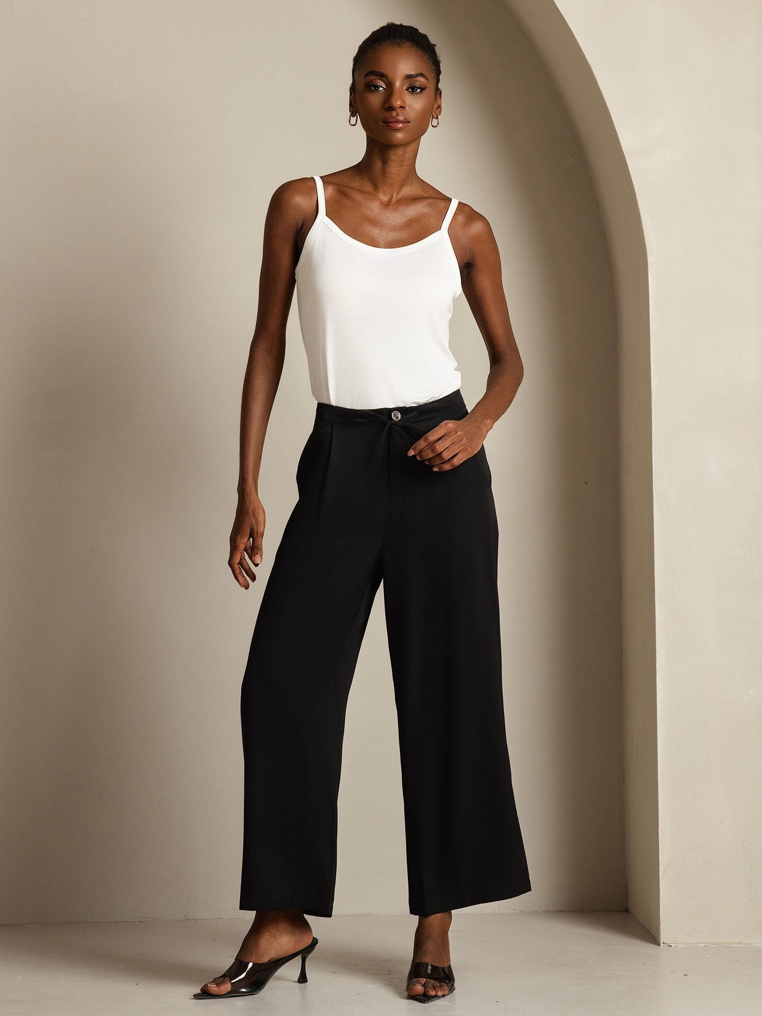 [Black] SilkSilky-AU 19Momme Silk Womens Pants 005