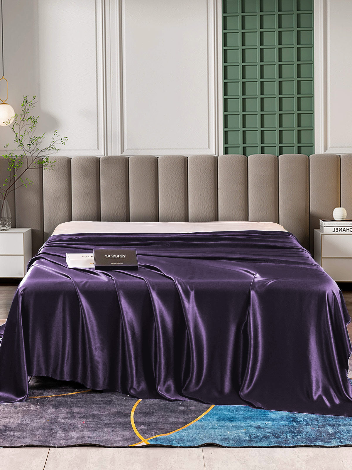 SilkSilky AU 25Momme Pure Silk Sheet DeepPurple 002