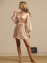 [Yellow Heart Geo] SilkSilky-AU Long Sleeve Women's Dressing Gown 006
