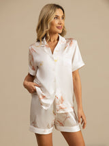 [White] SilkSilky-AU Short Sleeve Lapel Collar Women's Pyjamas 003