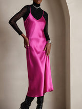 [Rose Red] SilkSilky-AU Sleeveless V Neck Dress 006