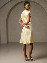 [Yellow] SilkSilky-AU Cap Sleeve V Neck Nightgown 002