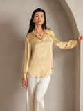 SilkSilky AU 19Momme Silk Long Sleeve Collar Women's Shirt Champagne 003