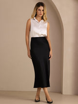 [Light Gray] SilkSilky-AU Sleeveless Lapel Collar Women's Shirt 008