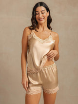 [Champagne] SilkSilky-AU Sleeveless V Neck Camisole Set 001