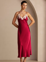 [Wine] SilkSilky-AU Spaghetti Strap V Neck Dress 007
