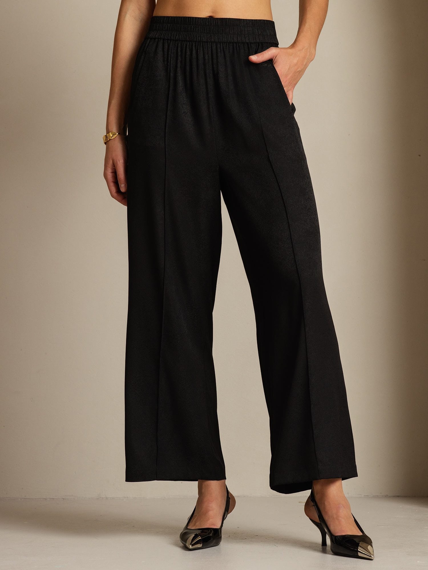 [Black] SilkSilky-AU 22Momme Silk Womens Pants 001