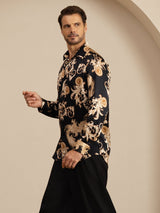 [Black Dragon] SilkSilky-AU Long Sleeve Lapel Collar Men's Shirt 005