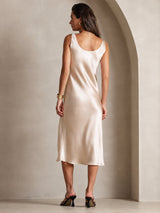 [Beige] SilkSilky-AU Sleeveless Dress 002