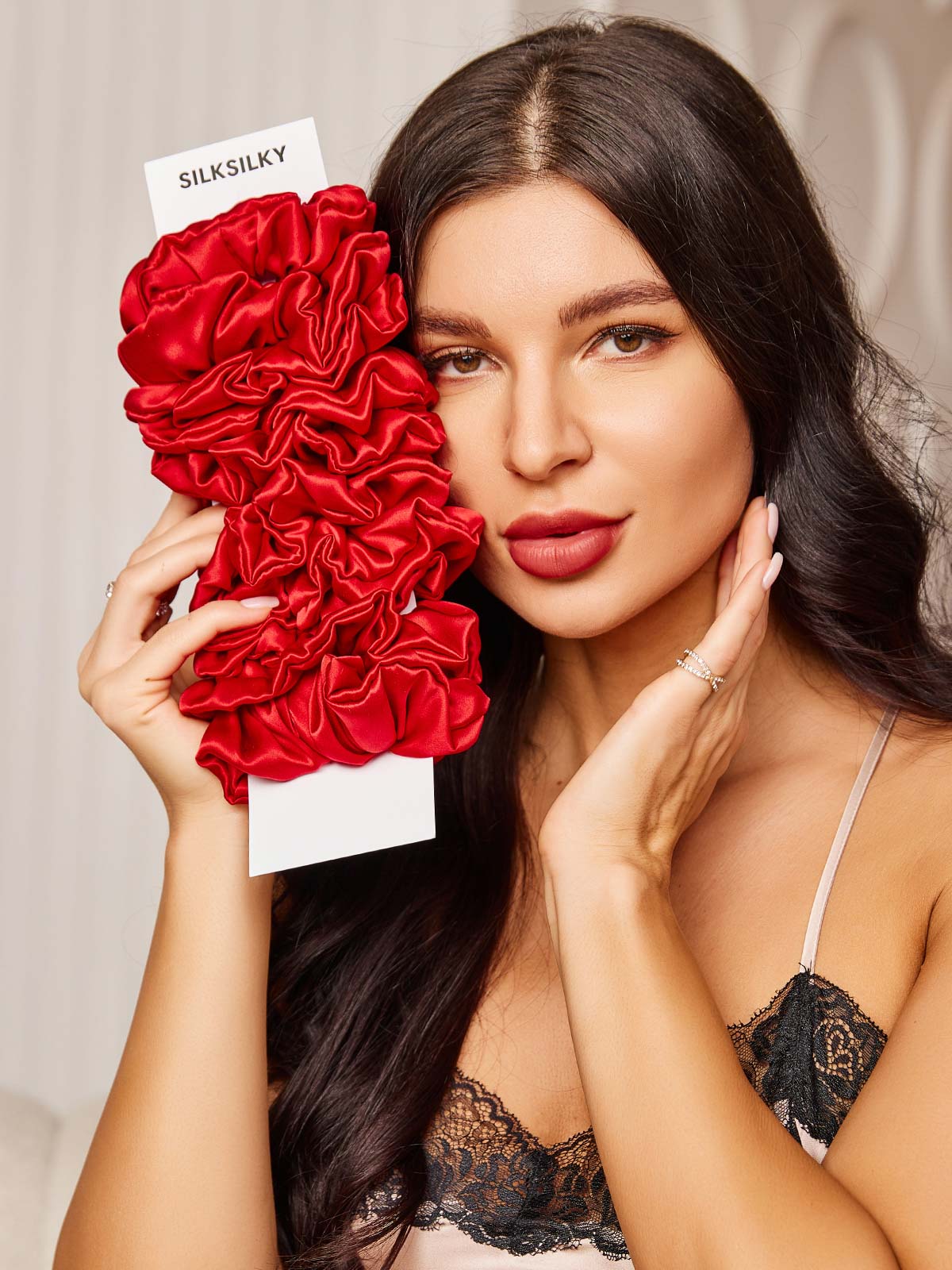 [Red] SilkSilky-AU 19Momme Pure Silk Scrunchie 001