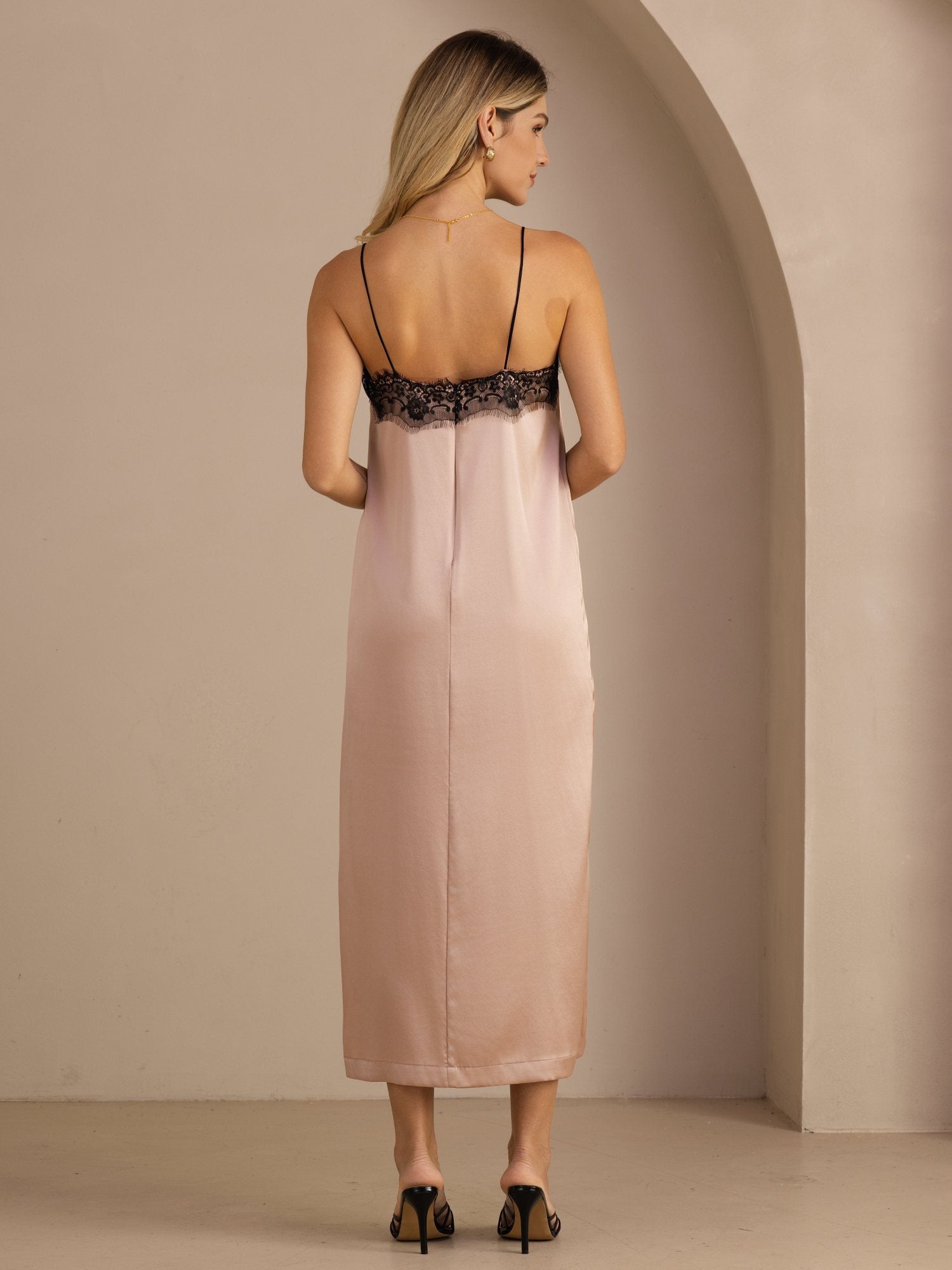 [Tuscany] SilkSilky-AU Spaghetti Strap Square Neck Dress 002