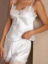 [White] SilkSilky-AU Sleeveless V Neck Camisole Set 004