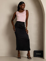 [Pink] SilkSilky-AU 100% Silk Jersey Sleeveless Round Neck Women's T-Shirt 001