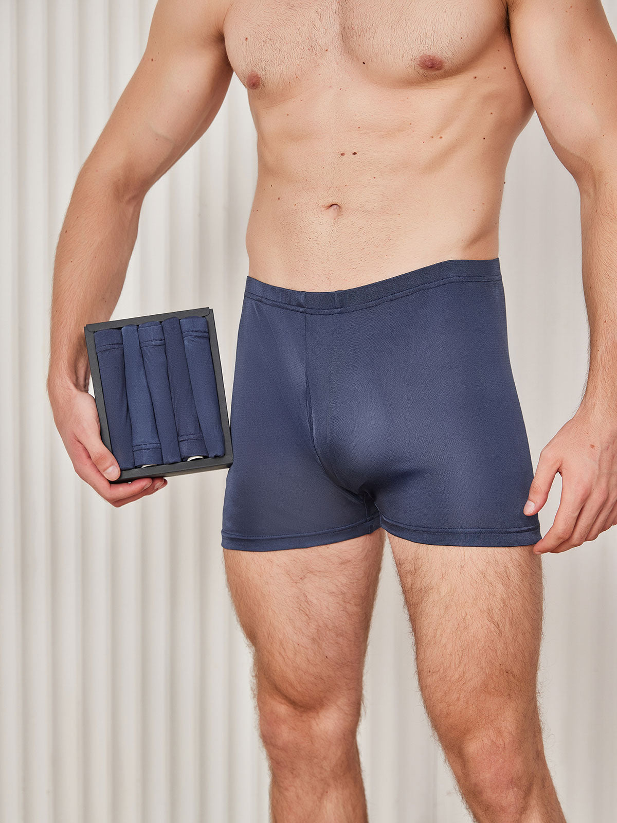[Dark Blue] SilkSilky-AU 100% Silk Jersey Men's Underwear 001