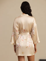 [Champagne] SilkSilky-AU 3/4 Sleeve Women's Dressing Gown 002