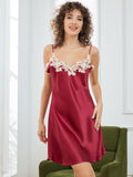 SilkSilky AU Pure Silk Sleeveless V Neck Nightgown Wine 004