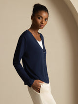 [Dark Blue] SilkSilky-AU Long Sleeve Women's Cardigan 005