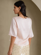 [Pink] SilkSilky-AU Half Sleeve Women's T-Shirt 002