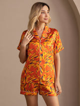 [Orange Dog] SilkSilky-AU Short Sleeve Lapel Collar Women's Pyjamas 005