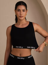 [Black] SilkSilky-AU Sleeveless Crew Neck Camisole 003