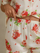 [White Pomegranate] SilkSilky-AU Short Sleeve Notch Collar Women's Pyjamas 005