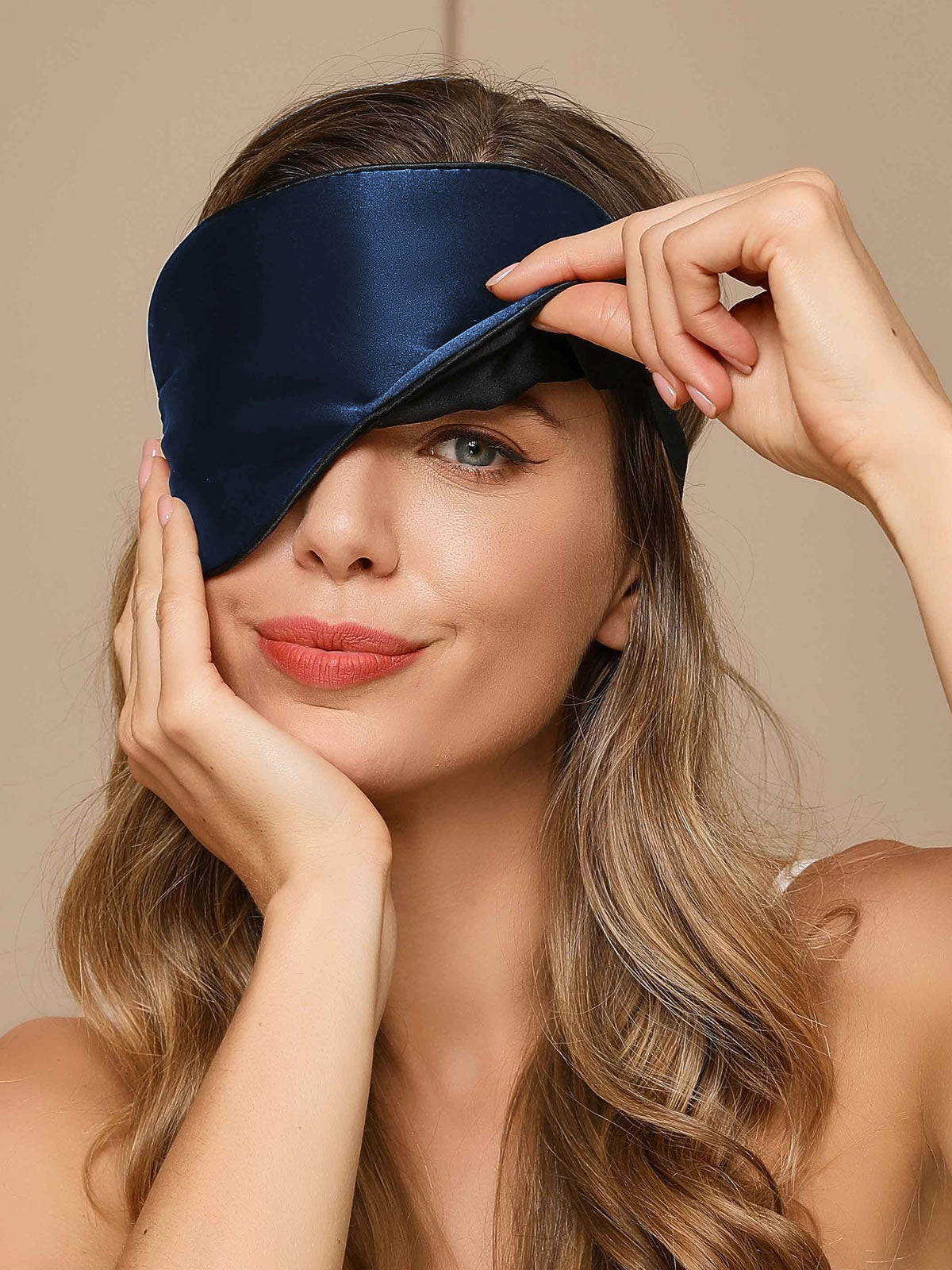 SilkSilky AU 19Momme Pure Silk Eye Mask DarkBlue 001