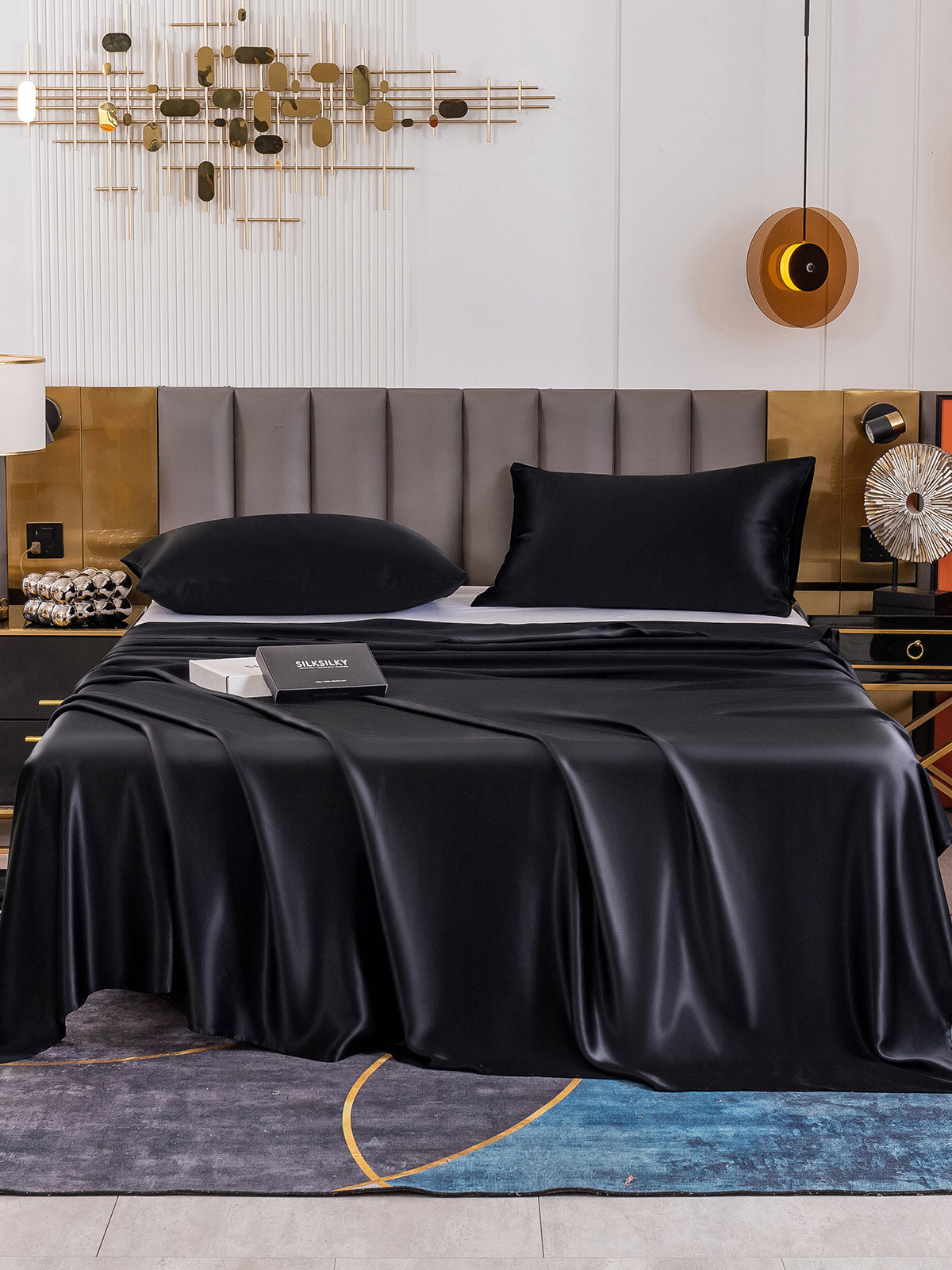 SilkSilky AU 19Momme Pure Silk Bedding Set Black 002