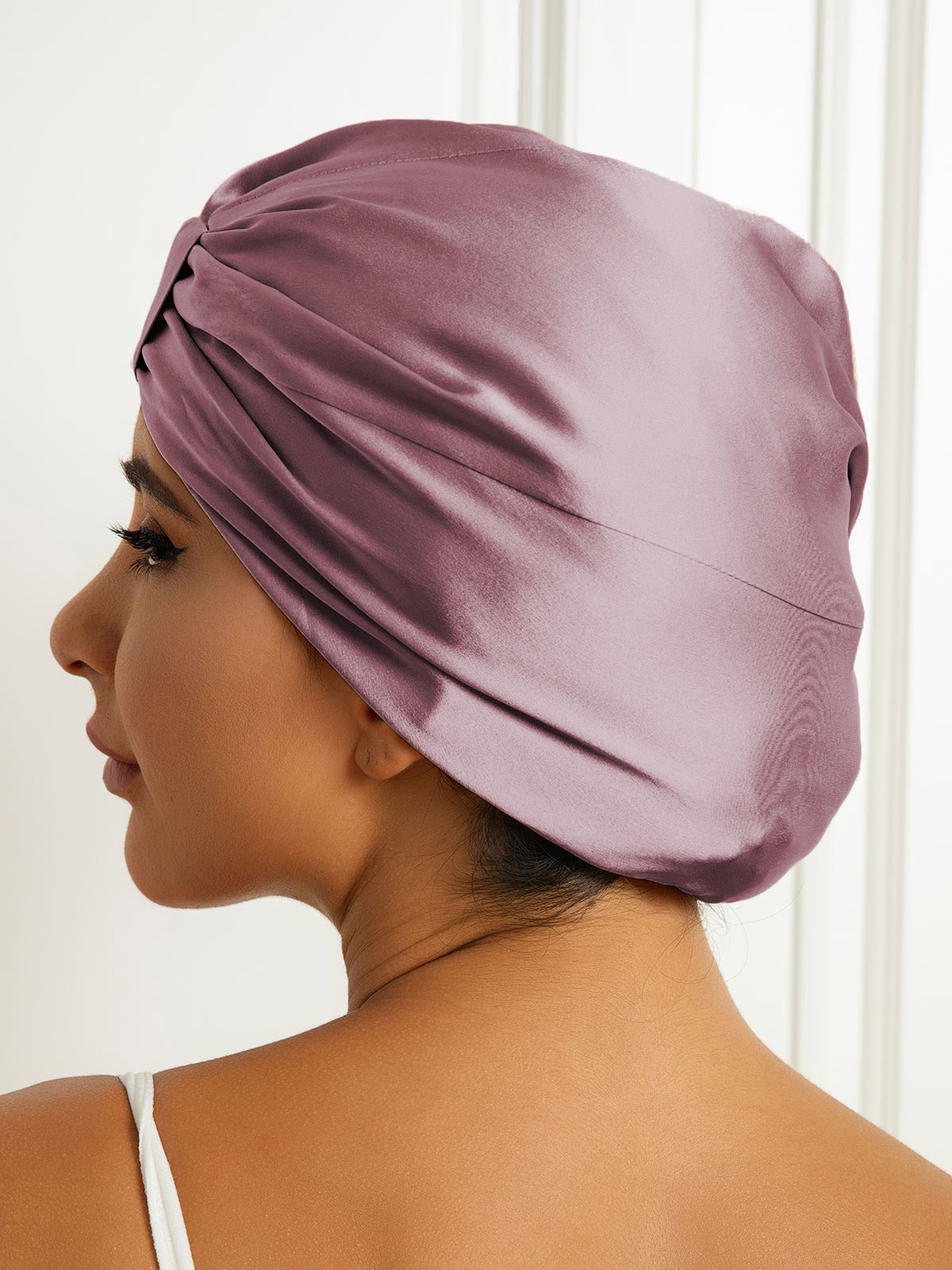 SilkSilky-AU Pure Silk Sleep Cap PaleMauve 004