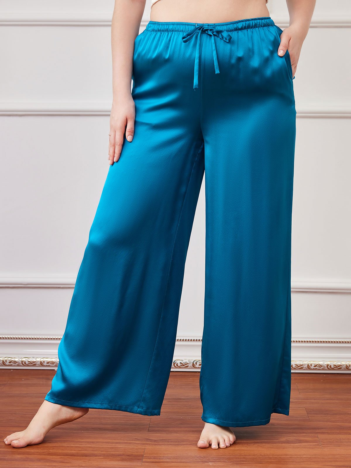 SilkSilky AU Pure Silk Plus Size Womens Pants Teal 001