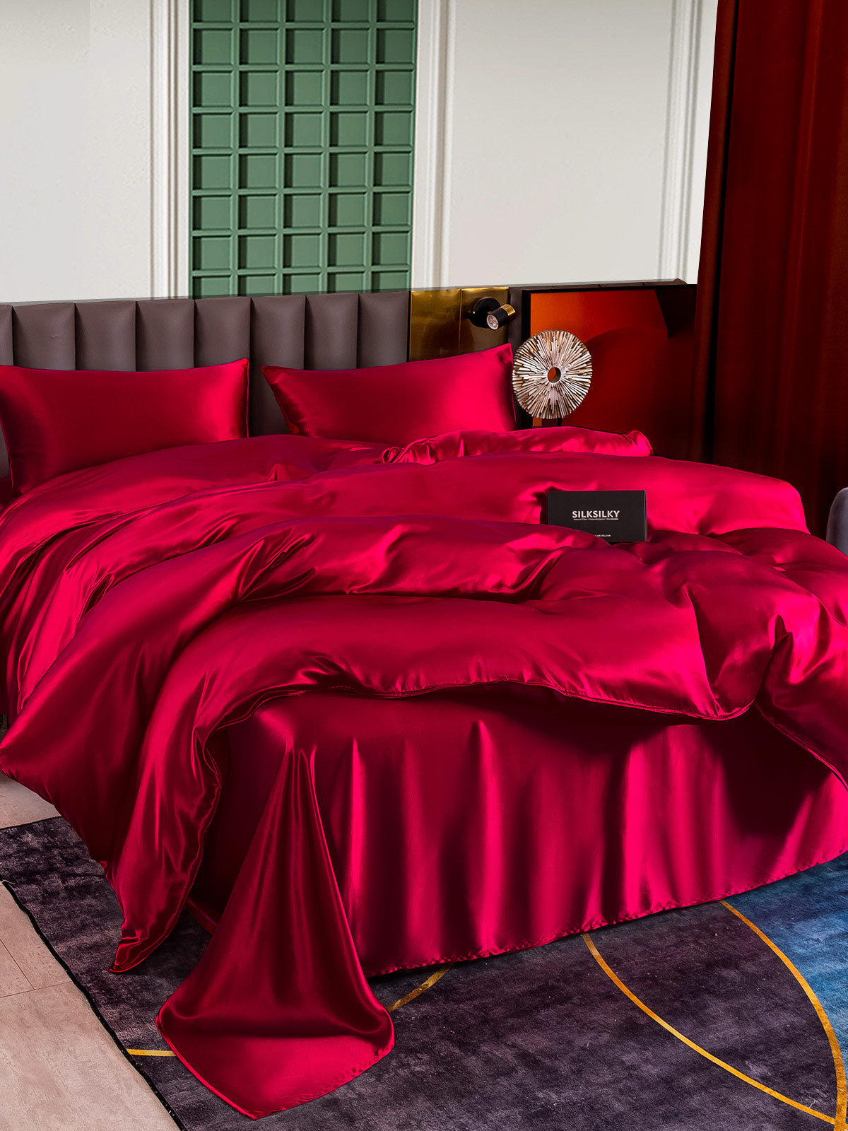 SilkSilky AU 25Momme Pure Silk Bedding Set Wine 002