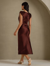 [Coffee] SilkSilky-AU Cap Sleeve Dress 002