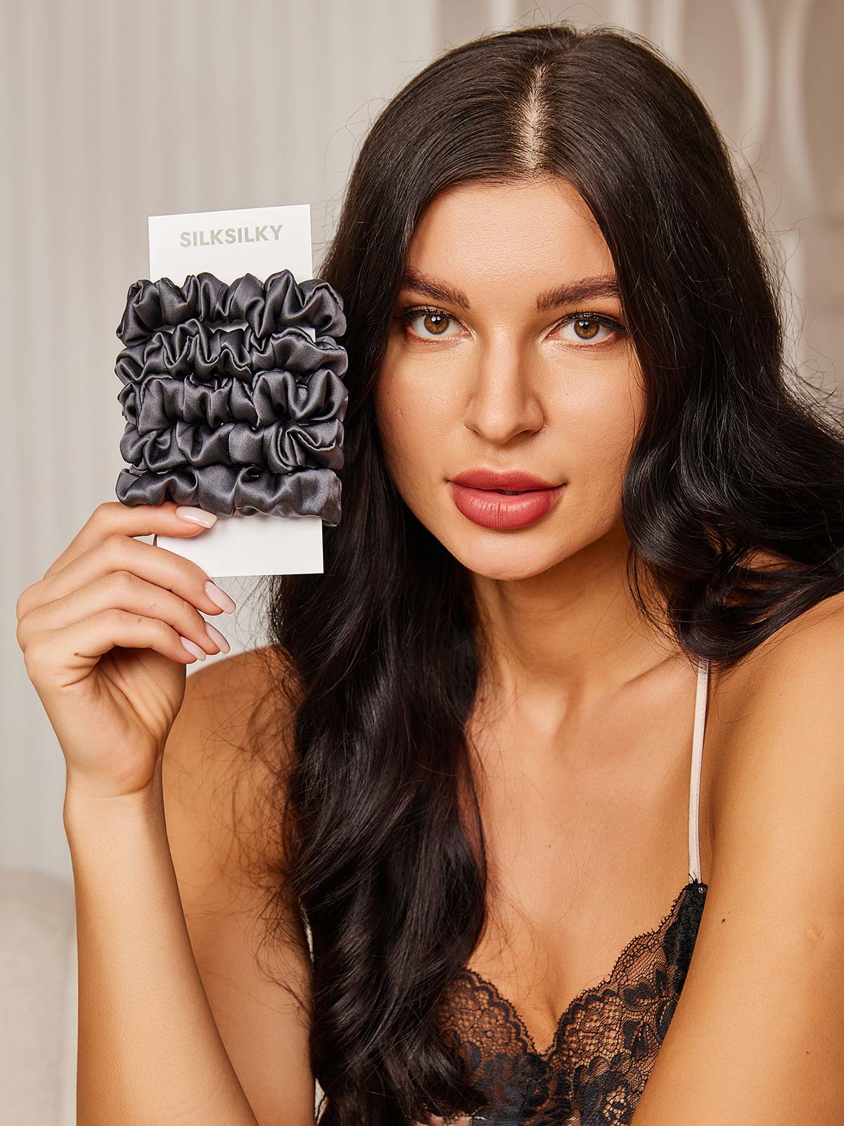 [Dark Gray] SilkSilky-AU 19Momme Pure Silk Scrunchie 001