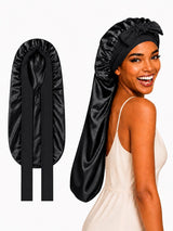 [Black] SilkSilky-AU Sleep Cap 001