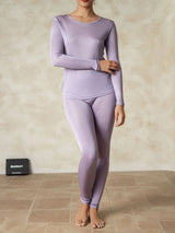 [Purple] SilkSilky-AU Long Sleeve Round Neck Women's Long Johns 001