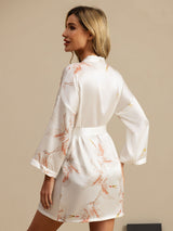 [White] SilkSilky-AU 3/4 Sleeve Women's Dressing Gown 002