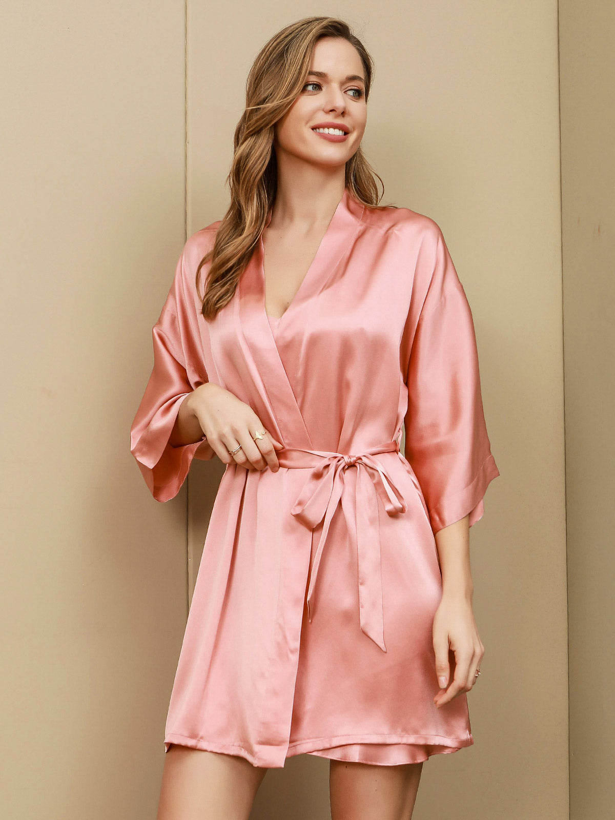 Pure Silk Nightgown & Dressing Gown Set 2Pcs