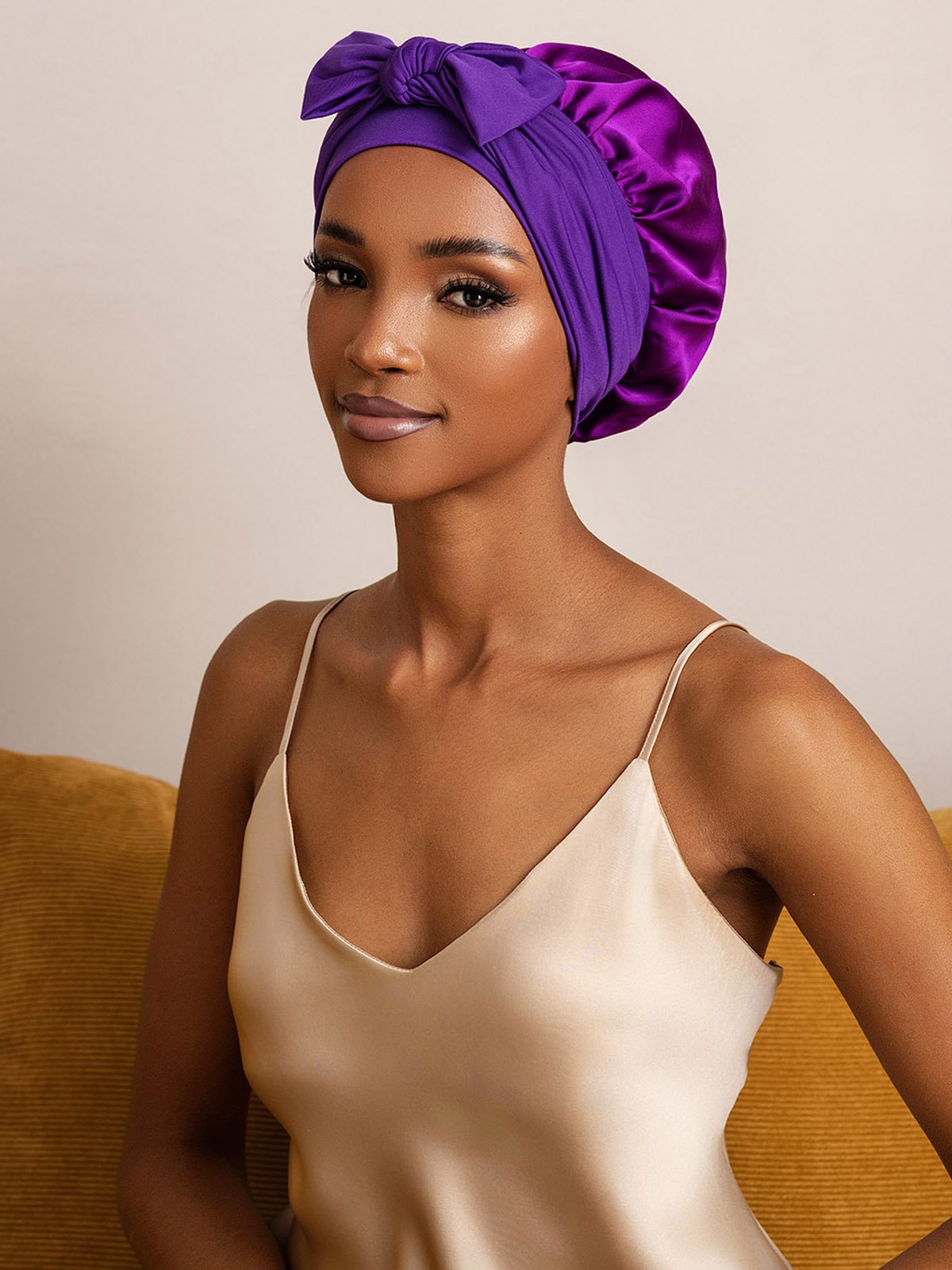 SilkSilky-AU Pure Silk Sleep Cap Purple 001