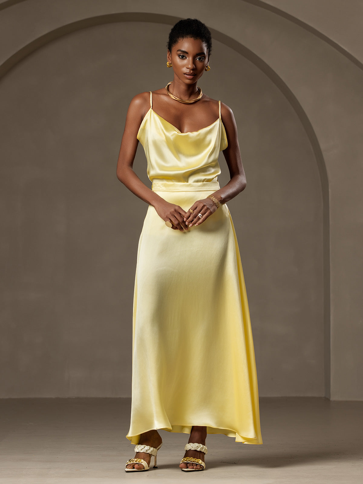 [Light Yellow] SilkSilky-AU 19Momme Silk Skirt 003