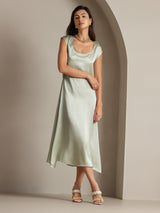 [Light Green] SilkSilky-AU Cap Sleeve Scoop Neck Dress 004