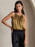 SilkSilky-AU 19Momme Silk Sleeveless Round Neck Camisole Brown 001