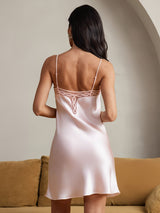 [Pink] SilkSilky-AU Pure Silk V Neck Nightgown 002