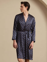 [Navy Chain] SilkSilky-AU Long Sleeve Mens Robe 004