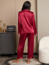 [Wine] SilkSilky-AU Long Sleeve Notch Collar Women's Pyjamas 002