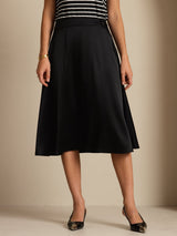 [Black] SilkSilky-AU 19Momme Stretch Silk Charmeuse Skirt 005