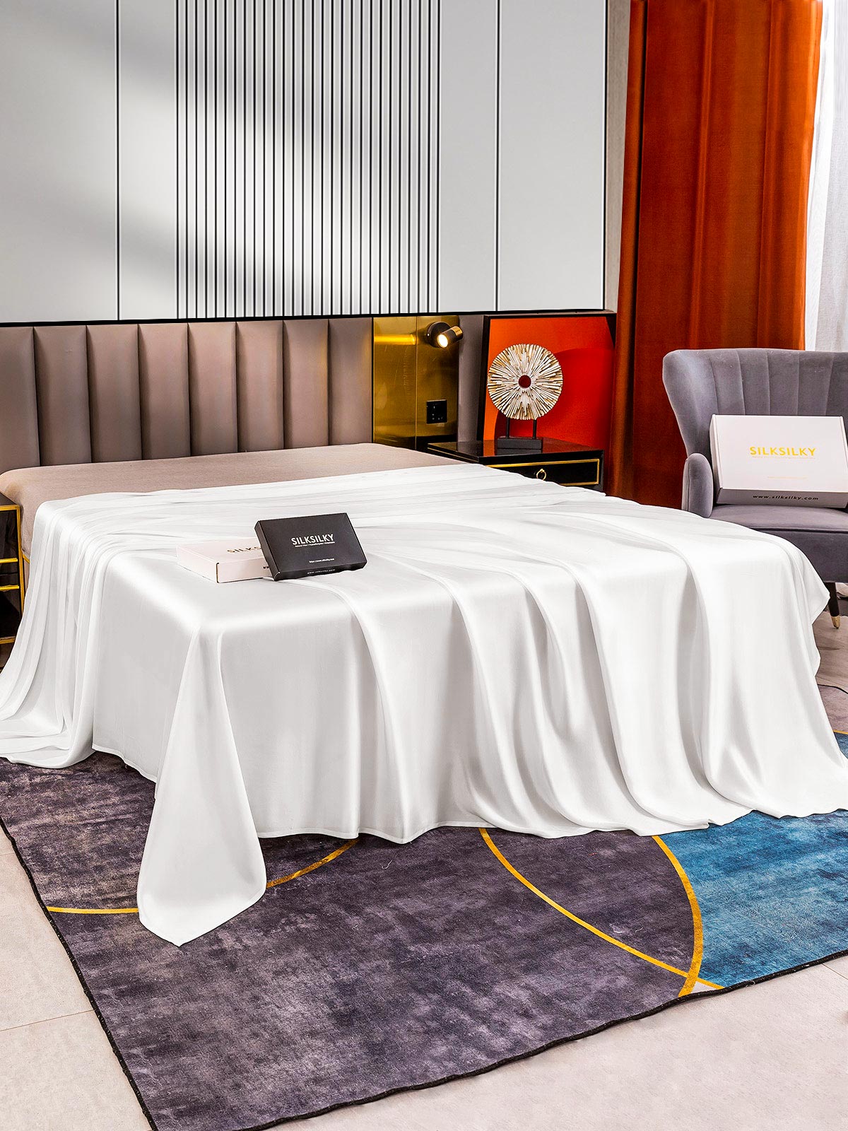 [White] SilkSilky-AU 22Momme Sheet 002