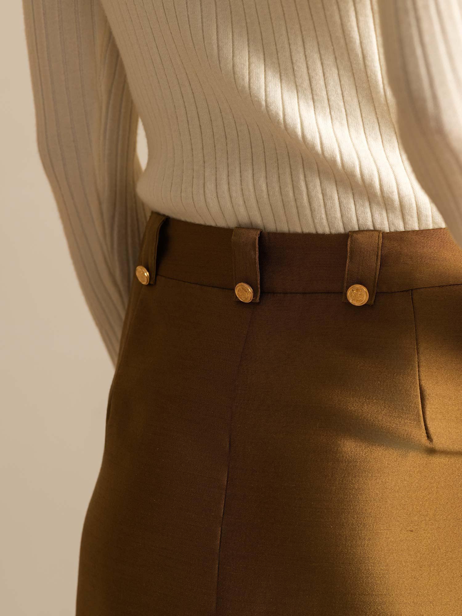 [Bronze] SilkSilky-AU 32Momme Wool Split Skirt 005,