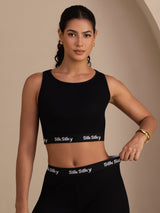 [Black] SilkSilky-AU Sleeveless Crew Neck Women's Outfit Sets 003