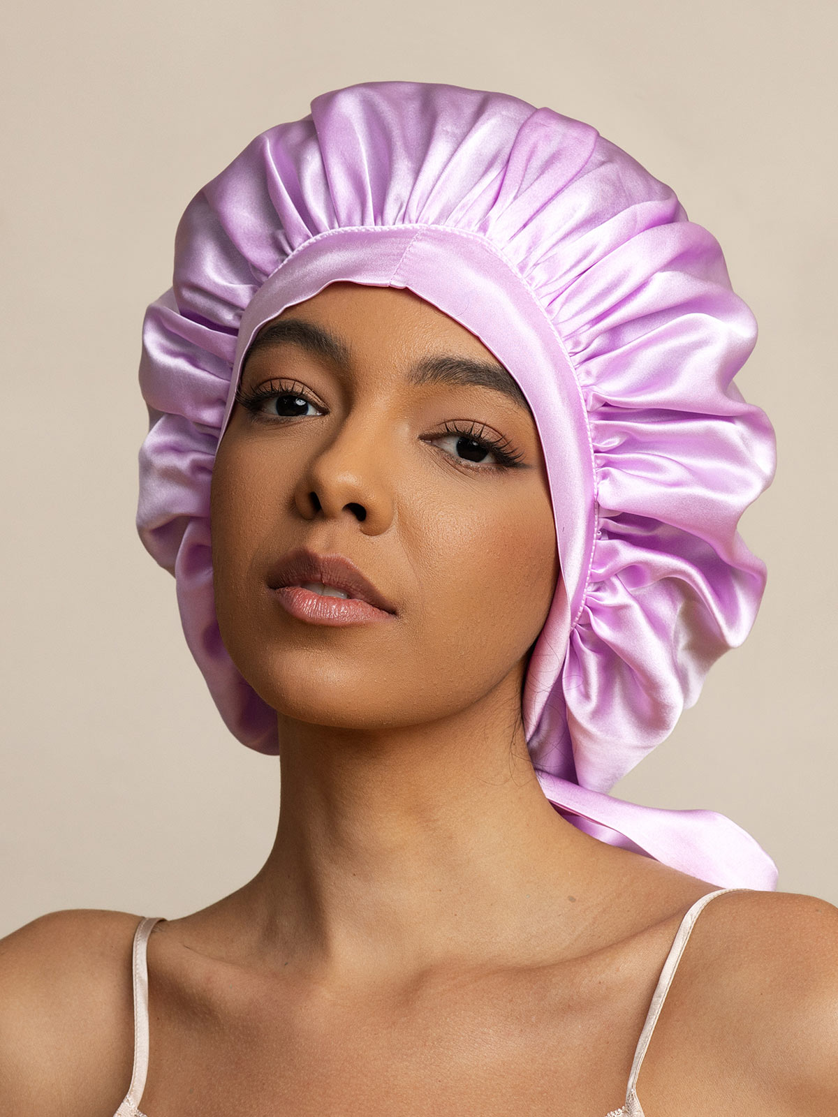 SilkSilky-AU Pure Silk Sleep Cap Lavender 001