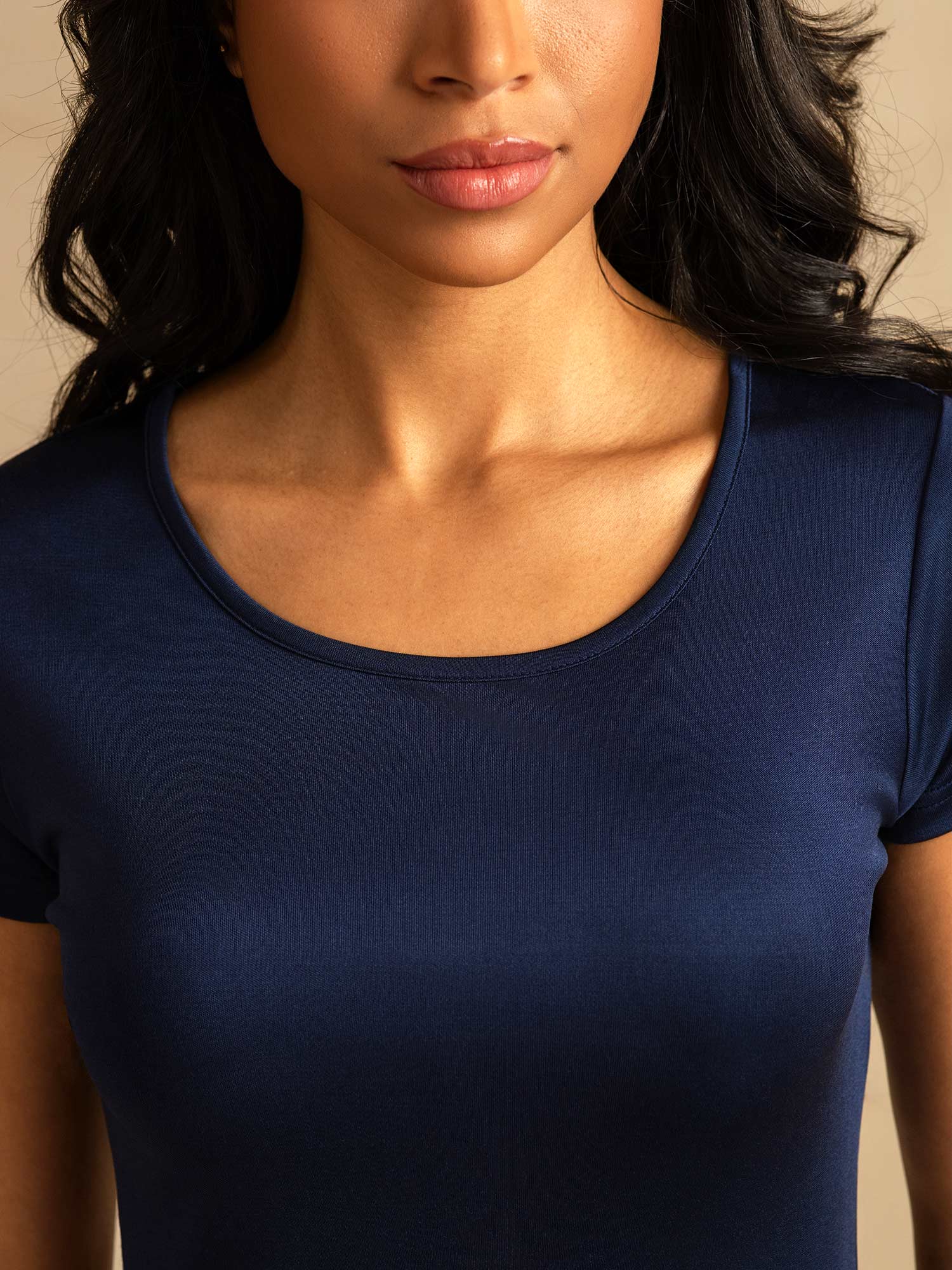 [Dark Blue] SilkSilky-AU Silk Knitted Round Neck Women's Loungewear 004