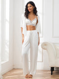 SilkSilky AU Pure Silk Half Sleeve Womens Pajamas White 003